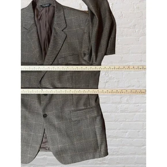 Jos A Bank 46R Signature Houndstooth Blazer Coat Jacket Silk Camelhair - Picture 10 of 14